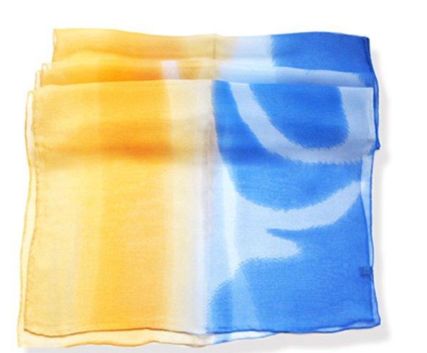 Sexy Yellow Dark/Light Blue Three-tone Long Silk Scarf