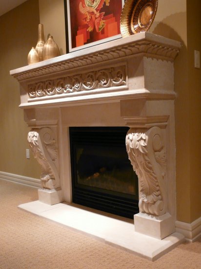62" Chateau Series King Henry Stone Fireplace Mantel Mantle