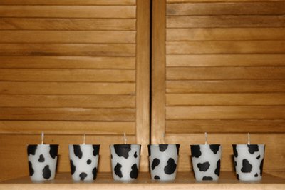 Cow Print Votive Candles 6 Set. Triple Scented Wax