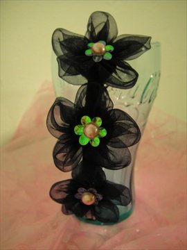 Pearl Embellishment Black flowers headband