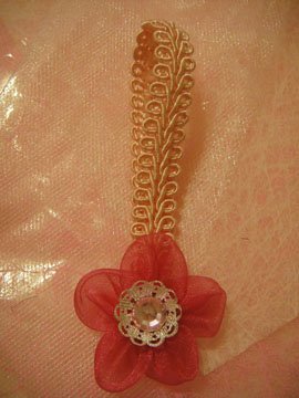 Red Chiffon cherry blossom key chain
