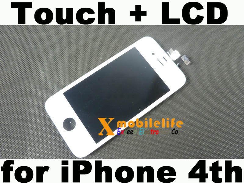 White Touch Digitizer Glass Screen LCD Display Frame Assembly for iPhone 4th Gen 16GB 32GB