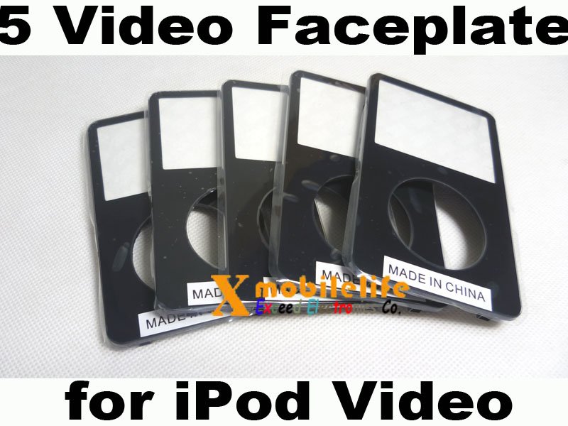 5pcs/lot Black Front Faceplate Fascia Housing Case Cover for iPod 5th Gen video 30GB 60GB 80GB