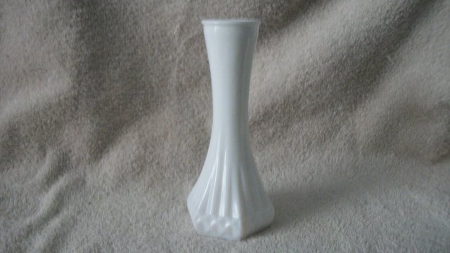 Hoosier Diamond Pattern Milk Glass Bud Vase
