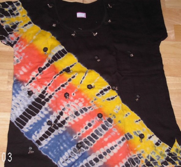 Black top with bandhani print
