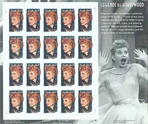 Lucille Ball Sheet of 20 34c US Postage Stamp