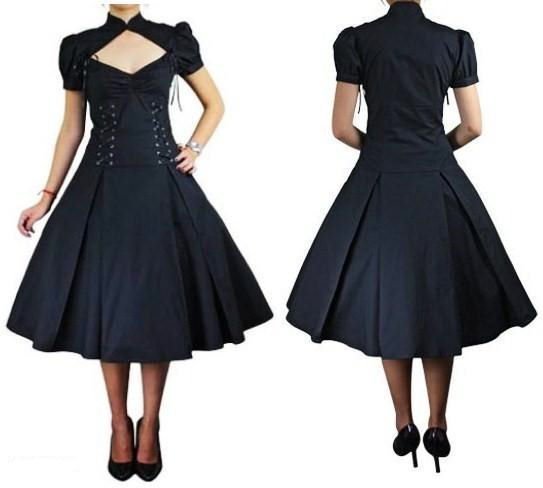 GOTH CORSET LACE-UP SWING DRESS S M L XL 2X 3X 4X
