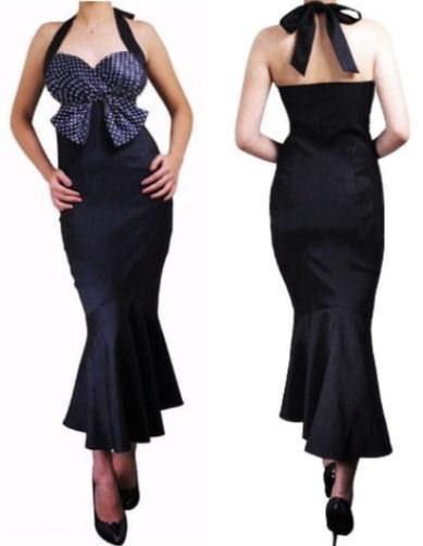 Black Polkadot bust wiggle gown S M L XL 2X 3X