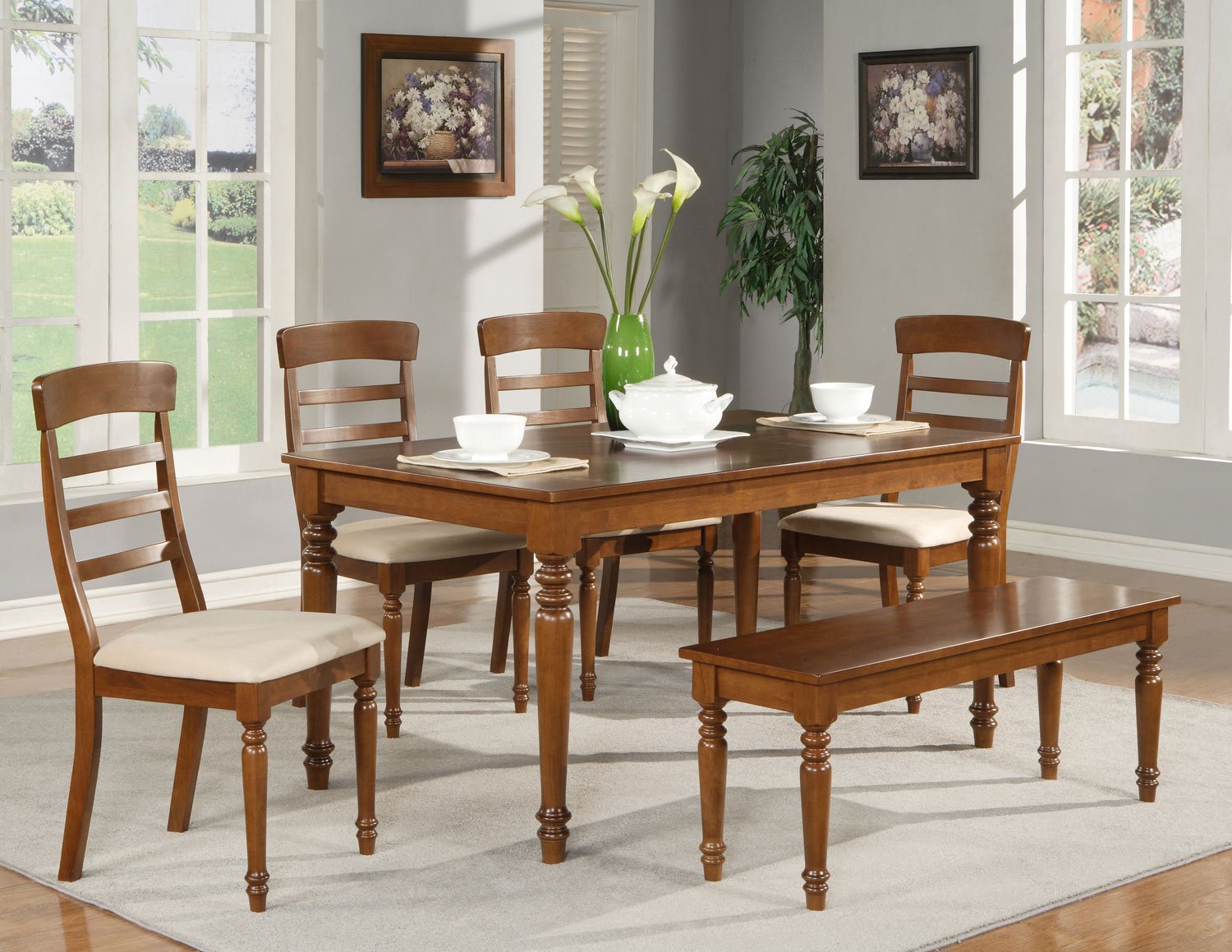 Vintage 7-PC Rectangular Dinette Dining Set in Espresso-Table Size 36"x60"- SKU: VT7-ESP