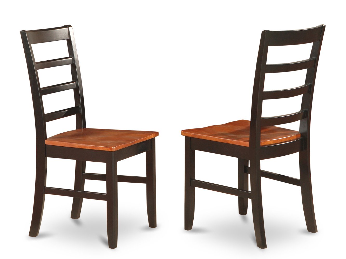 Set of 2 parfait dining room chairs with wood or upholstery seat in Black & Cherry finish.