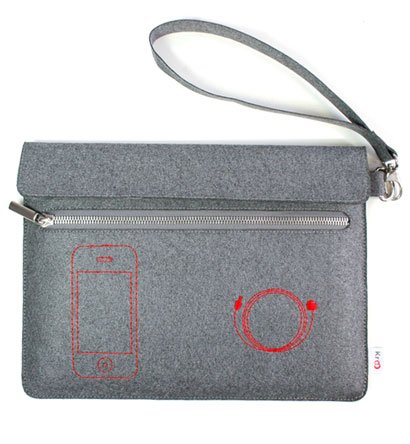 Kroo Eco-Friendly FELT Wrapper Case fits up to 9" Tablets (Color: GREY/12103)
