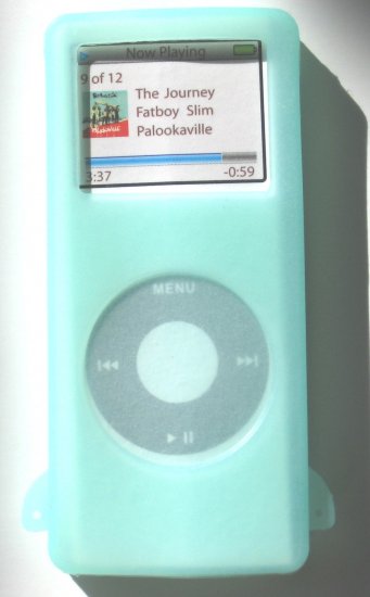 I-pod iPod Nano Glow in Dark Silicone Skin Case Green Apple MP3