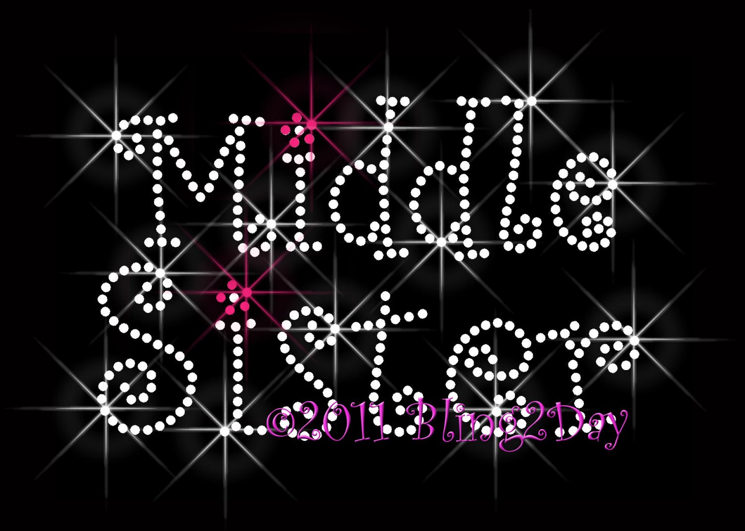 Middle Sister Rhinestone Iron on Transfer Hot Fix Bling Mom Kids - DIY