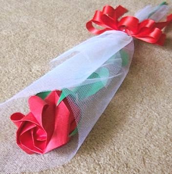 Origami Paper Rose Bud Red Craft Gift