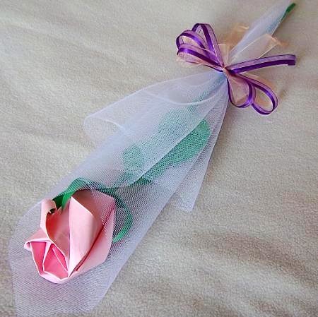 Origami Paper Rose Bud Pink Craft Gift