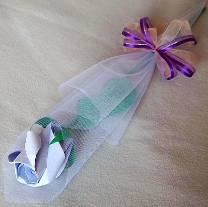 Origami Paper Rose Bud Lavender Craft Gift