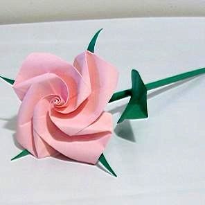 Handmade Origami Rose Pink Paper Folded Flower Craft Gift