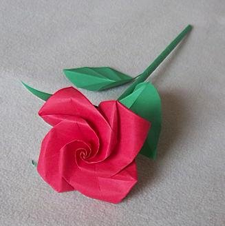 Handmade Origami Rose Red Paper Folded Flower Craft Gift