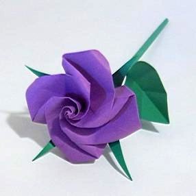 Handmade Origami Rose Purple Paper Fold Craft Gift