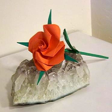 Handmade Origami Rose Orange Paper Fold Craft Gift