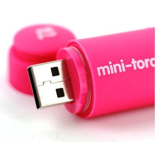 Waterproof Mini Torch LED Flashlight (rechargeable through usb) - Pink
