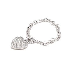 White Gold Heart Silver Bracelet