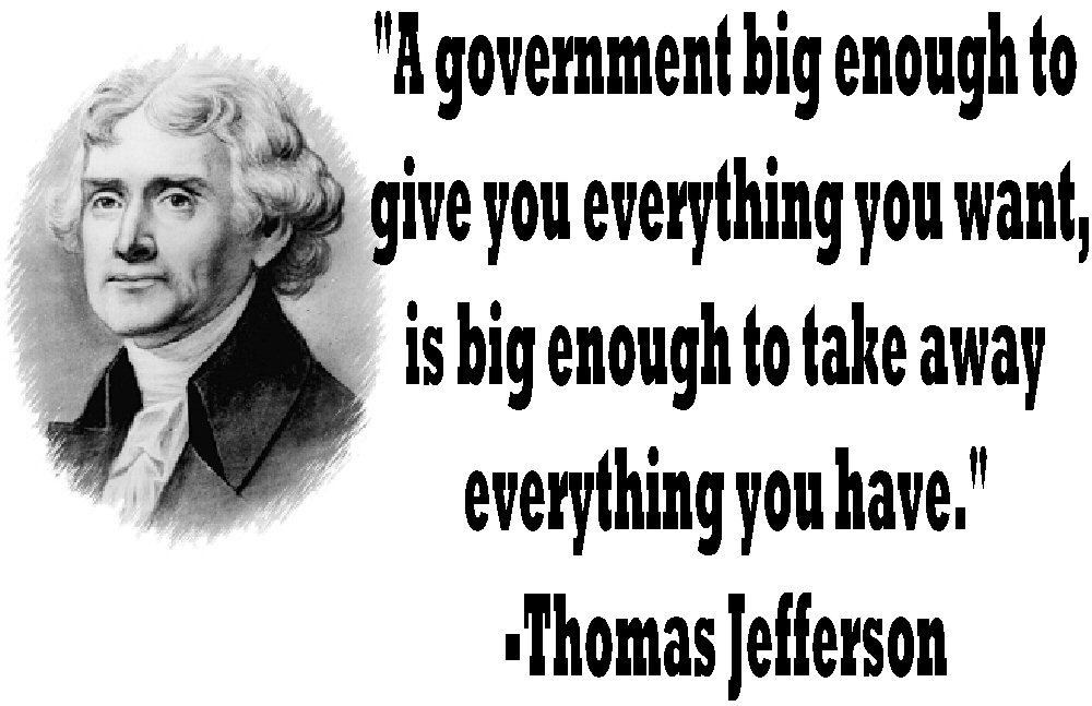 Thomas Jefferson BIG GOV quote ASH GRAY Tee Adult LARGE