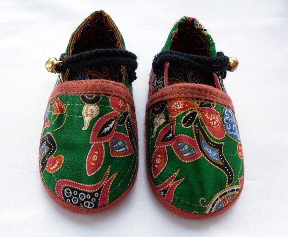 Funky colourful childrens shoes for boys or girls. Green and mixed colours. Baby toddler small size
