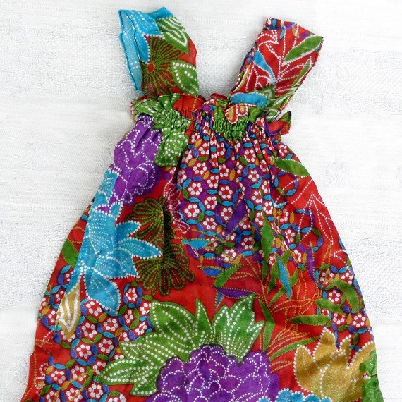 Funky colourful toddler girls childrens clothing. 2 to 3 years & up. Adjustable size. Summer top.