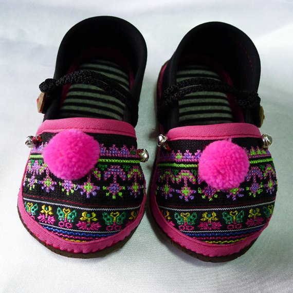 Funky colourful childrens shoes. Black and pink. Toddler medium size