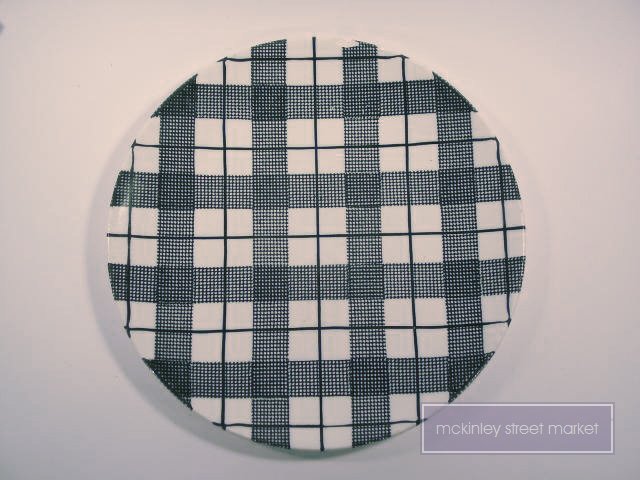 ORIGINAL HAND-ETCHED HEATHER PLAID UNDERGLAZED PLATE
