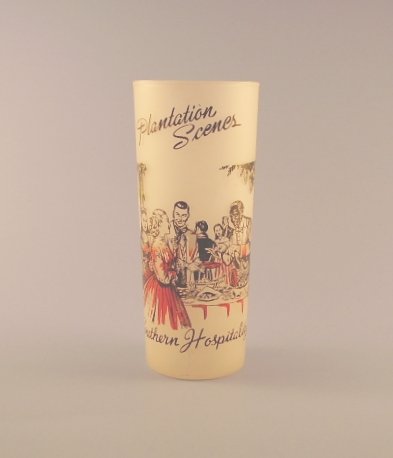 VINTAGE PLANTATION SCENES DRINKING GLASS SOUTHERN HOSPITALITY