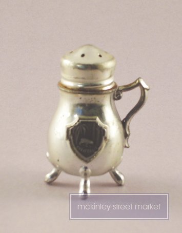 OLD SILVER 4 LEGGED SALT/PEPPER SHAKER CALIFORNIA