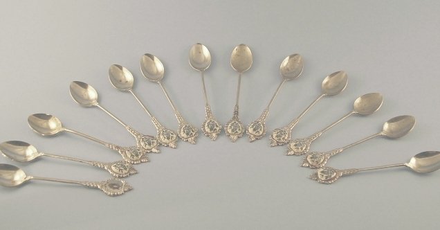 12 OLD VERY SMALL DEMITASSE SPOONS JAPAN