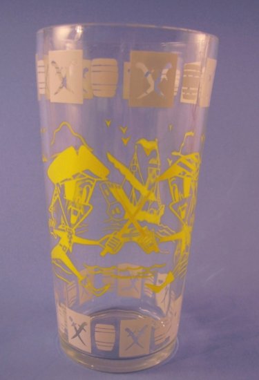 VINTAGE SWANKY SWIGS TALL JELLY GLASS PIRATES 1950's