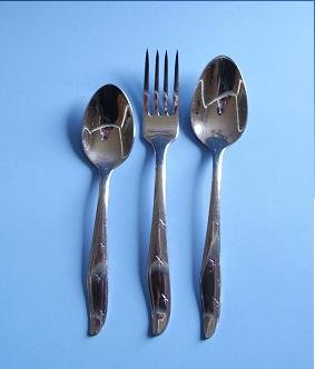 3 PIECES MAR-CREST STAINLESS FLATWARE STARBURST PATTERN 50'S