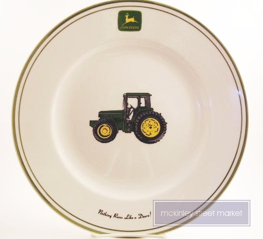 SET OF FOUR 4 JOHN DEERE STONEWARE DINNER PLATES