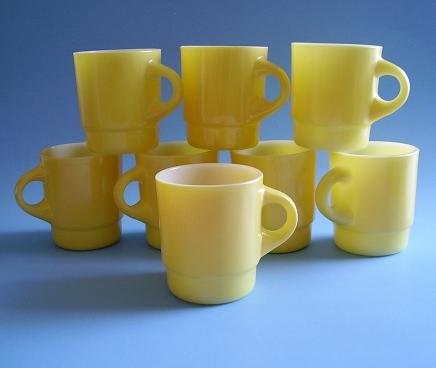 8 FK FIRE KING CUPS YELLOW 1950'S
