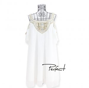 Dinner Dress - Hand Beaded Cutout Shoulder