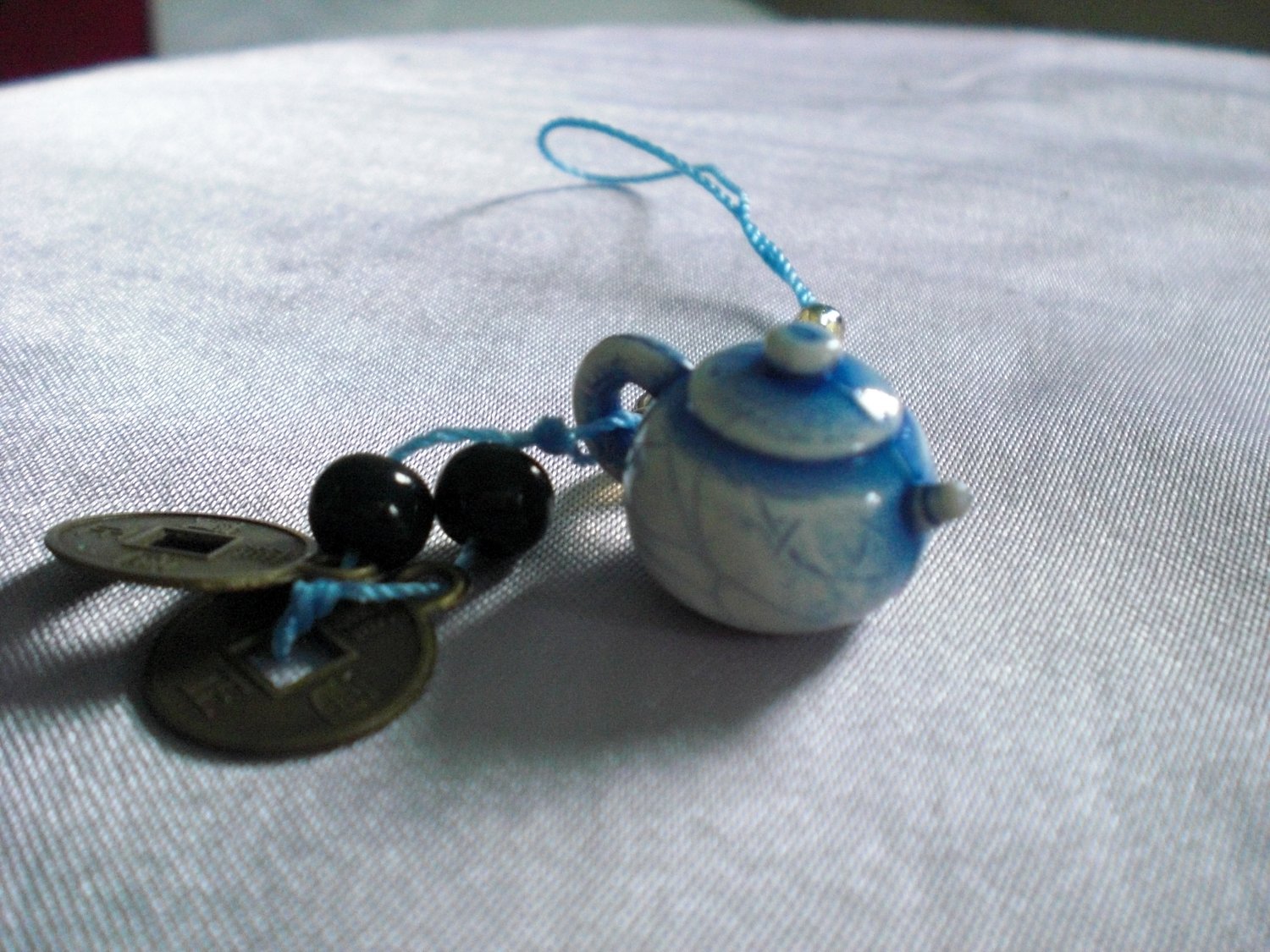 Super Cute Teapot Ancient Coins Phone Necklace Charm Zipper Pull