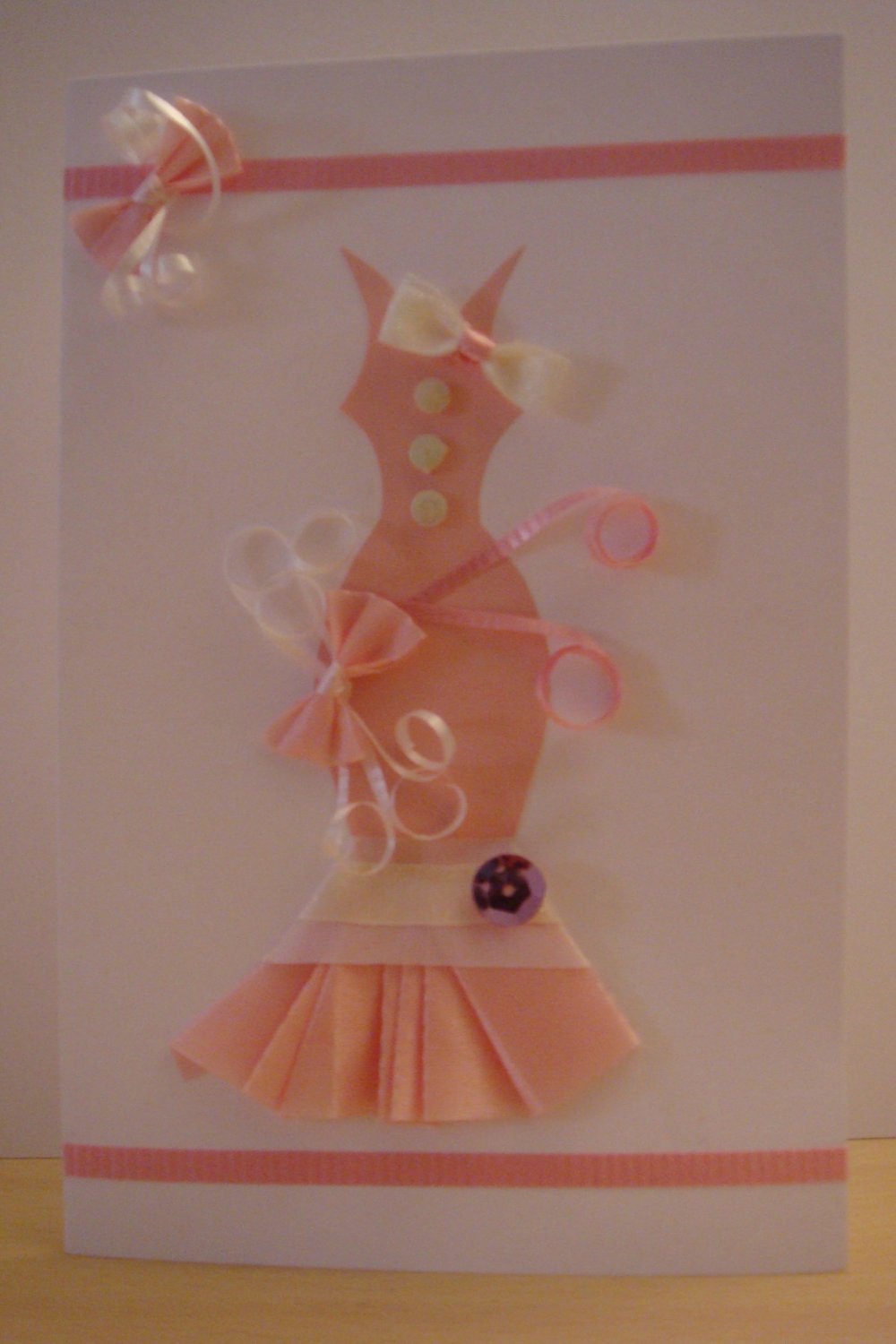 Gorgeous Pink Ribbon with Sequin Dress Card