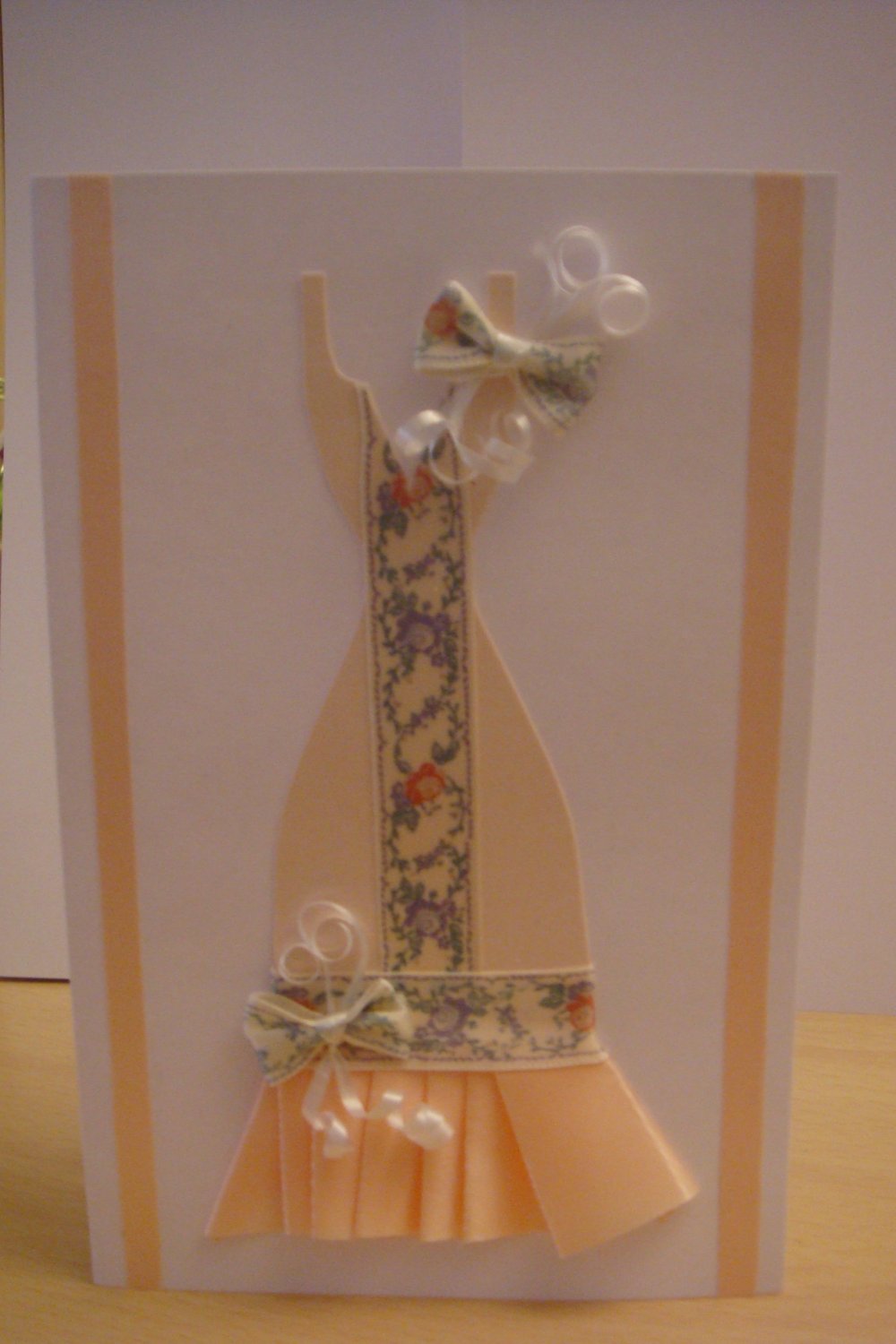 Flowery Peachy and White Classy Dress Card