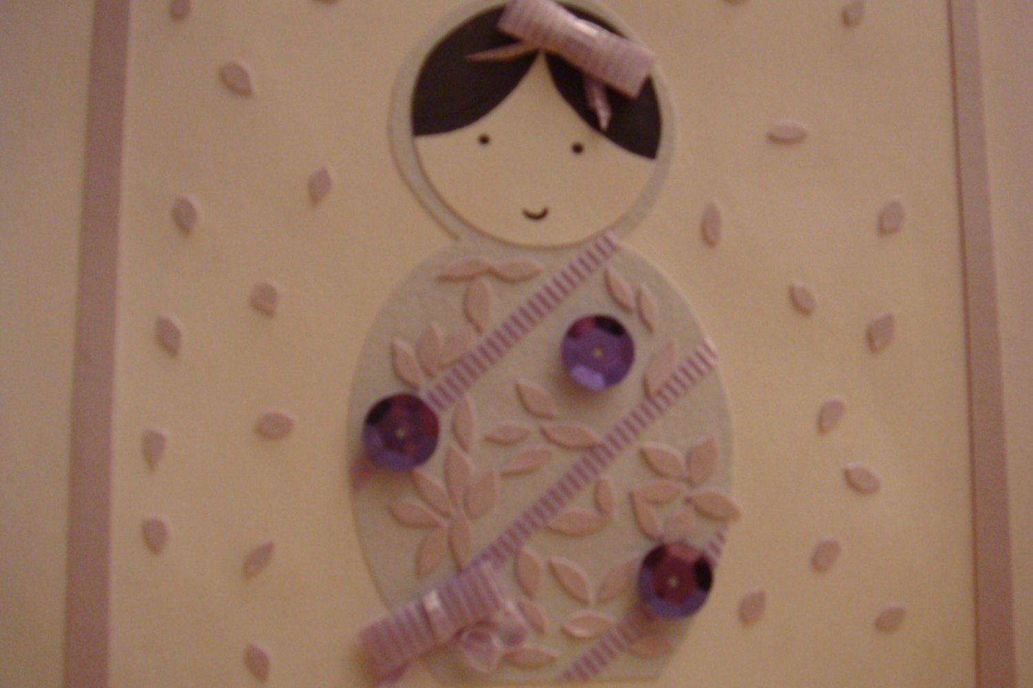Light Purple Russian Doll with Purple Sequins and Bows Card