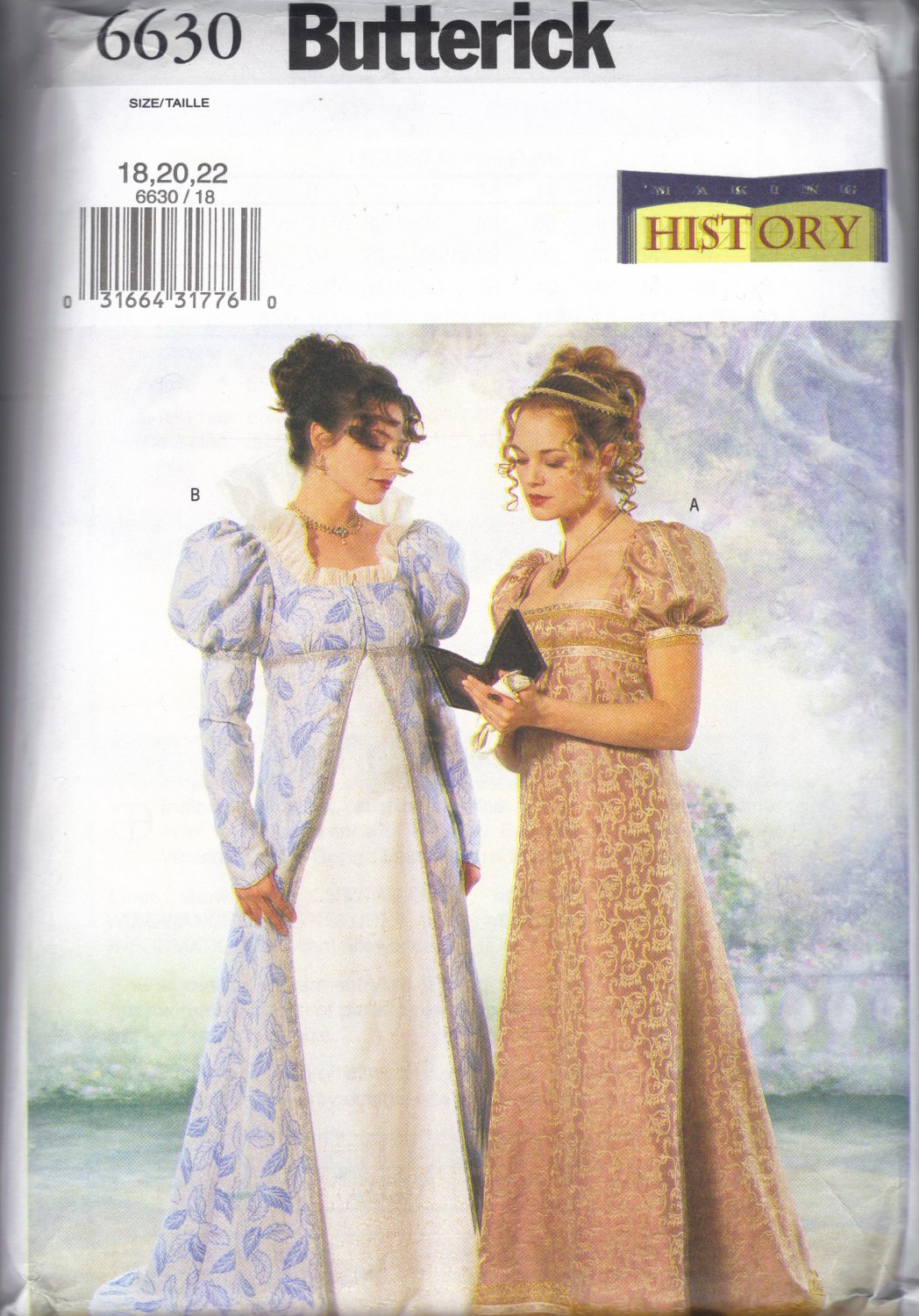 Regency Era Gown Pattern - Butterick 6630