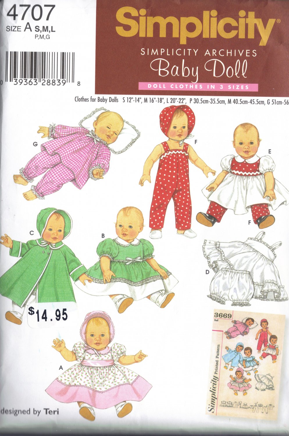 Baby Doll Clothes Pattern - Simplicity 4707