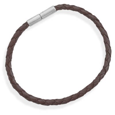 Braided Brown Leather Stainless Steel Closure