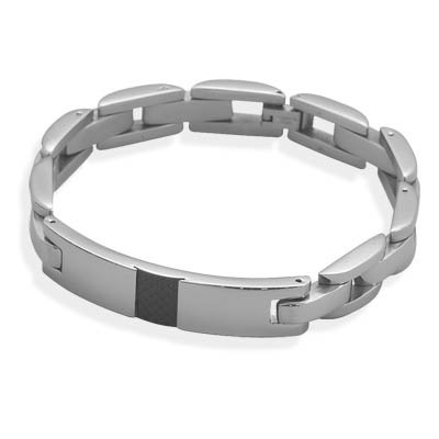 Stainless Steel Bracelet with Patterned ID Plate