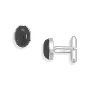 Black Onyx Silver Cuff Links