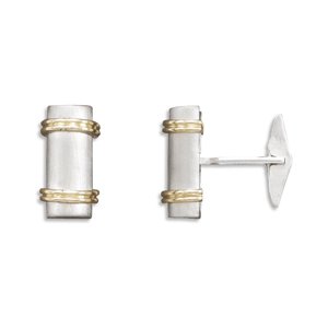 Rhodium and 18 Karat Gold Plated Cuff Links
