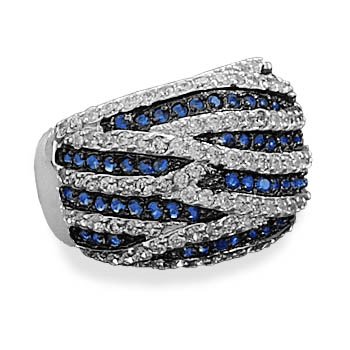 Blue and Clear CZ Ring